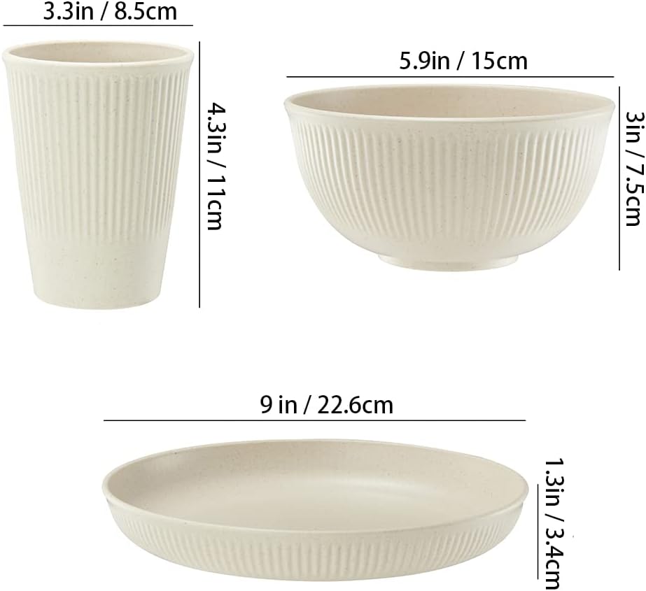 18pcs Unbreakable Reusable Dinnerware Set