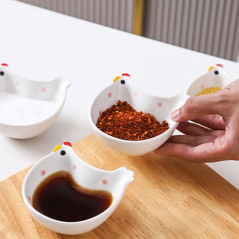 3-Piece Cute Ceramic Chicken Shaped Dip Bowls Home Kitchen Accessories