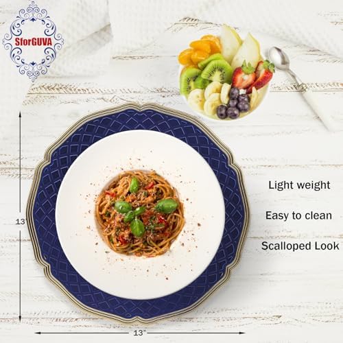 Royal Blue charger plates set of 6 with beaded rims for dining