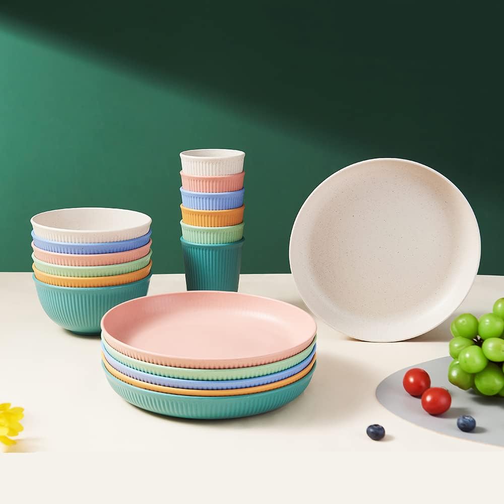 18pcs Unbreakable Reusable Dinnerware Set