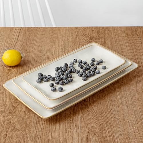 Stoneware Serving Platter Ocean Series Cappuccino White