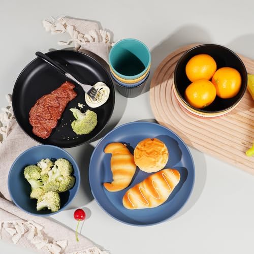 Eco-Friendly 18-Piece Dinnerware Set with Wheat Straw fiber