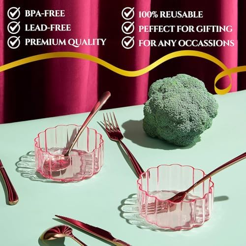 Khen Glass Flower Wave Bowls Set
