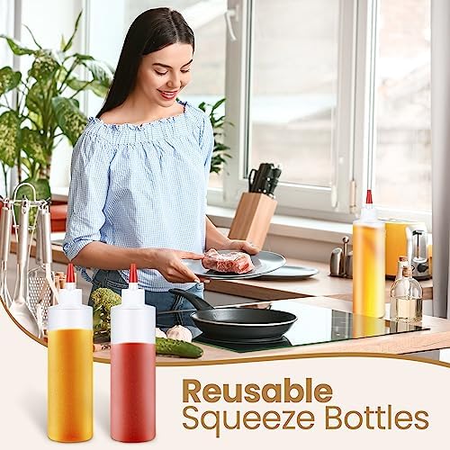 Yaomiao 30-Pack 16oz Squeeze Bottles for Condiments