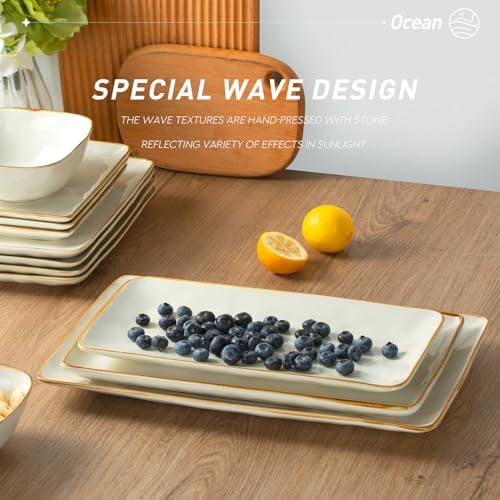 Stoneware Serving Platter Ocean Series Vanilla White