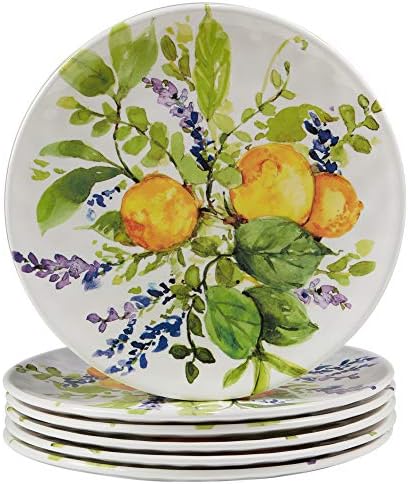 Certified International Lemon Zest Melamine SaladDessert Plates Set of 6