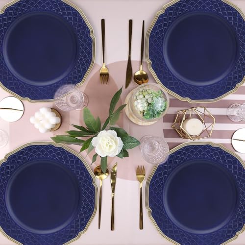 Royal Blue charger plates set of 6 with beaded rims for dining