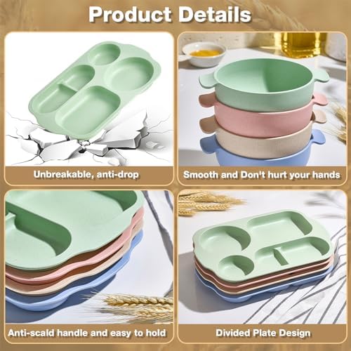 24 Pcs Wheat Straw Dinnerware Cutlery Set for Kids and Adults