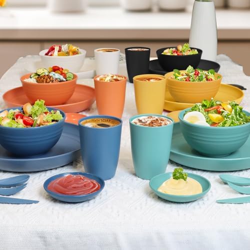 Wrova 28-Piece Wheat Straw Dinnerware Set
