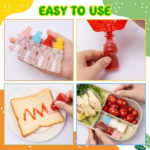 Deluxe Mini Condiment Bottles for Lunch Travel and Kids