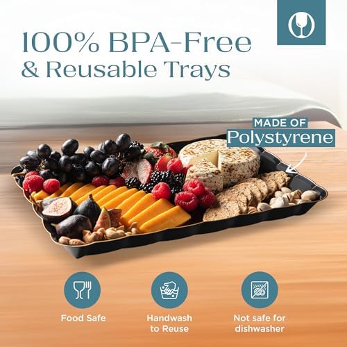 Sleek Plastic Serving Trays - Black Gold 9x13 BPA-Free for Party Essentials