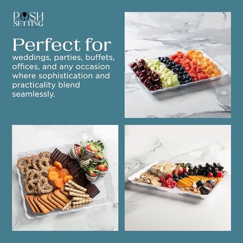 Sleek Plastic Serving Trays - Black Gold 9x13 BPA-Free for Party Essentials
