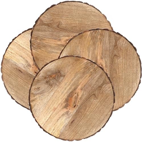Cleentable Mango Wood Appetizer Plate 4-Pack