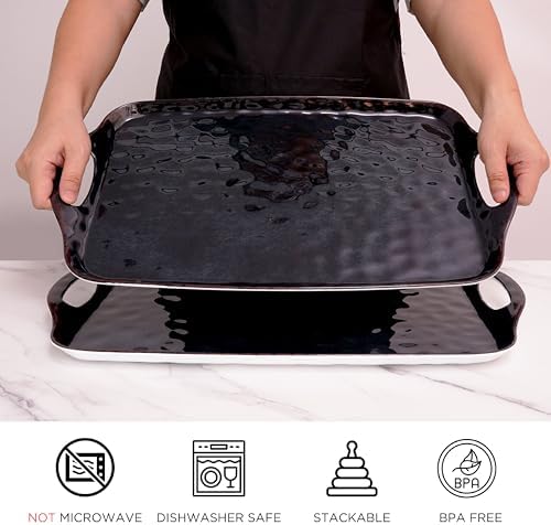 Large Melamine tray with handles for serving food
