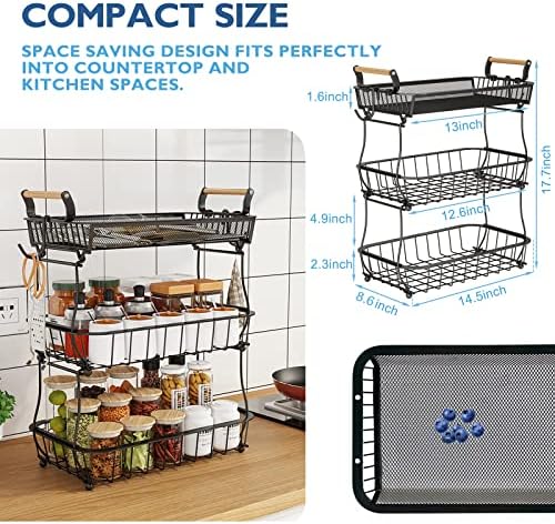 Multifunctional 3-Tier Fruit and Vegetable Basket
