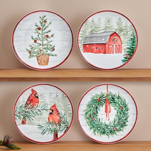 Mikasa Holiday Countryside Christmas Salad Plates Set of 4 9 Inch
