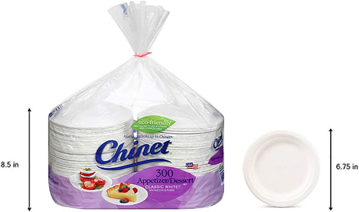 Chinet Classic White Dessert Plates 300 Count