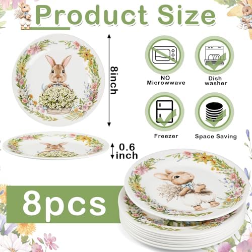 8 Pcs Easter Bunny Salad Plates Assorted Designs