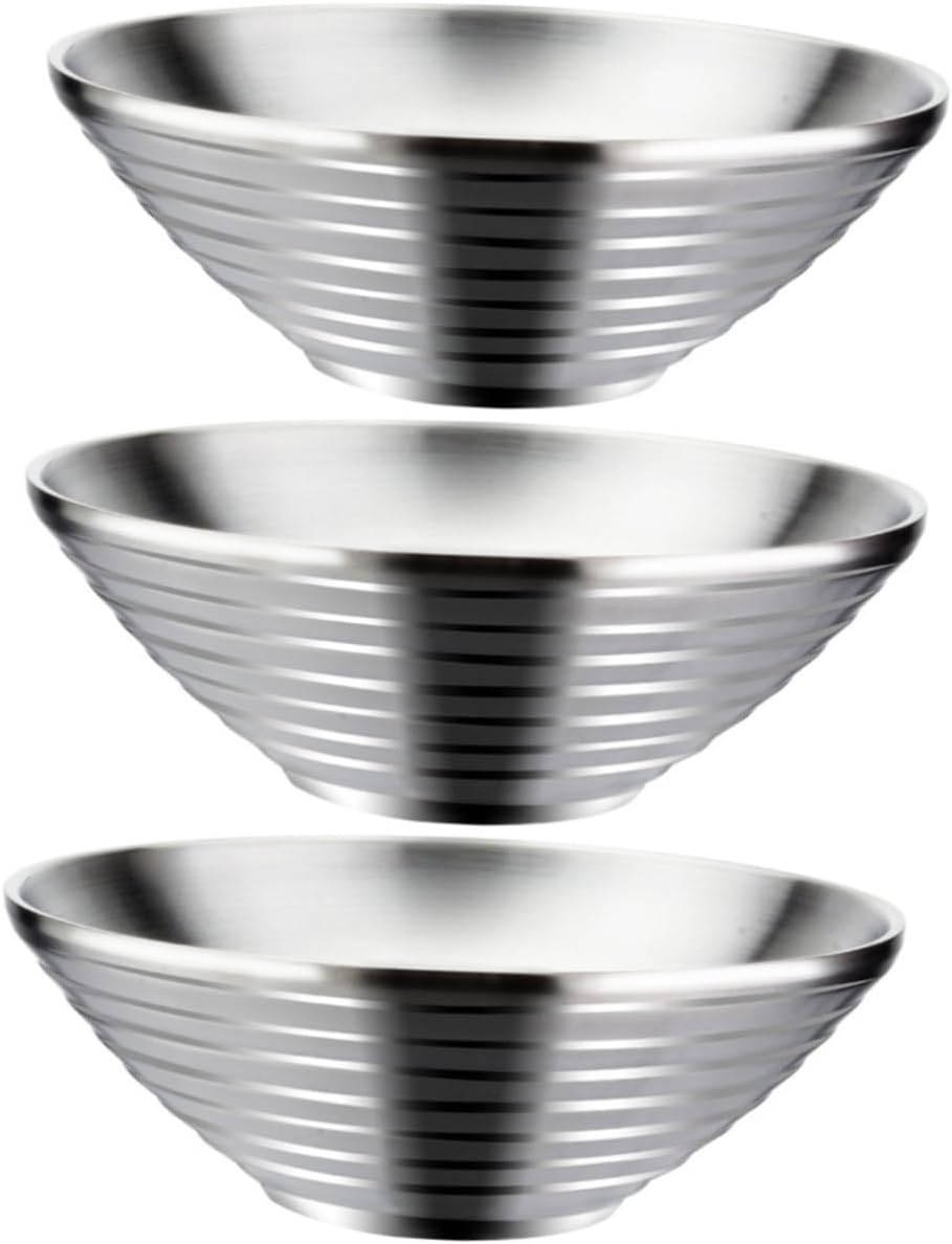 3-Piece Chrome Soup Bow Stainless Steel Dining Tableware Set