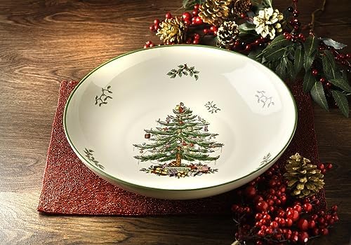Spode Christmas Tree Pasta Bowl Large GreenBeige
