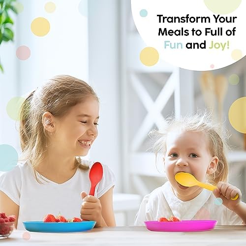 Kids Plates Set of 12 - Reusable BPA-Free Microwave Dishwasher Safe