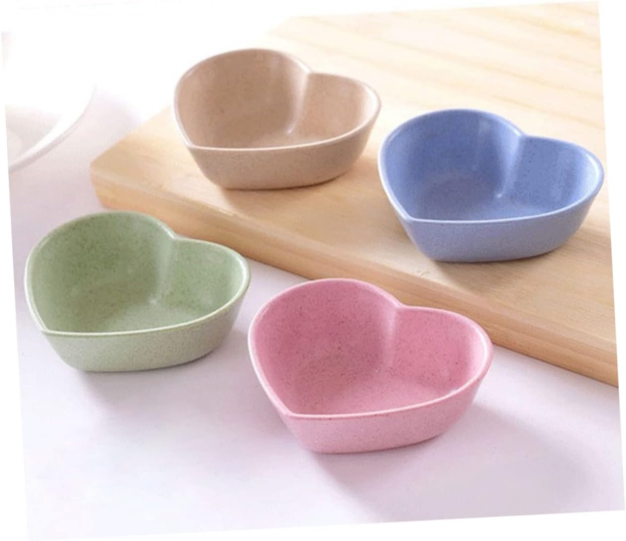 4-Piece set of Handmade Organic Heart-Shaped Encoding Dipping Bowls