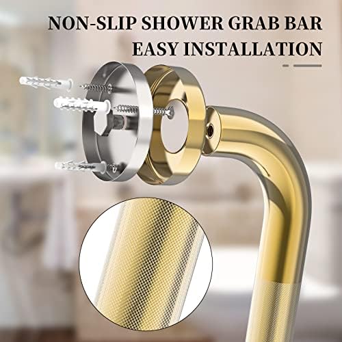 Golden bathroom grab bar