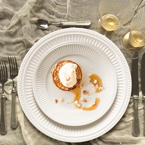 Artema 105-inch Embossed White Ceramic Dinner Plates Set of 4