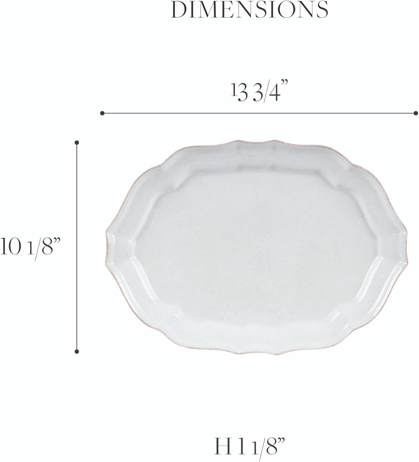 Casafina Ceramic Stoneware 14 Oval Platter - Impressions Collection White