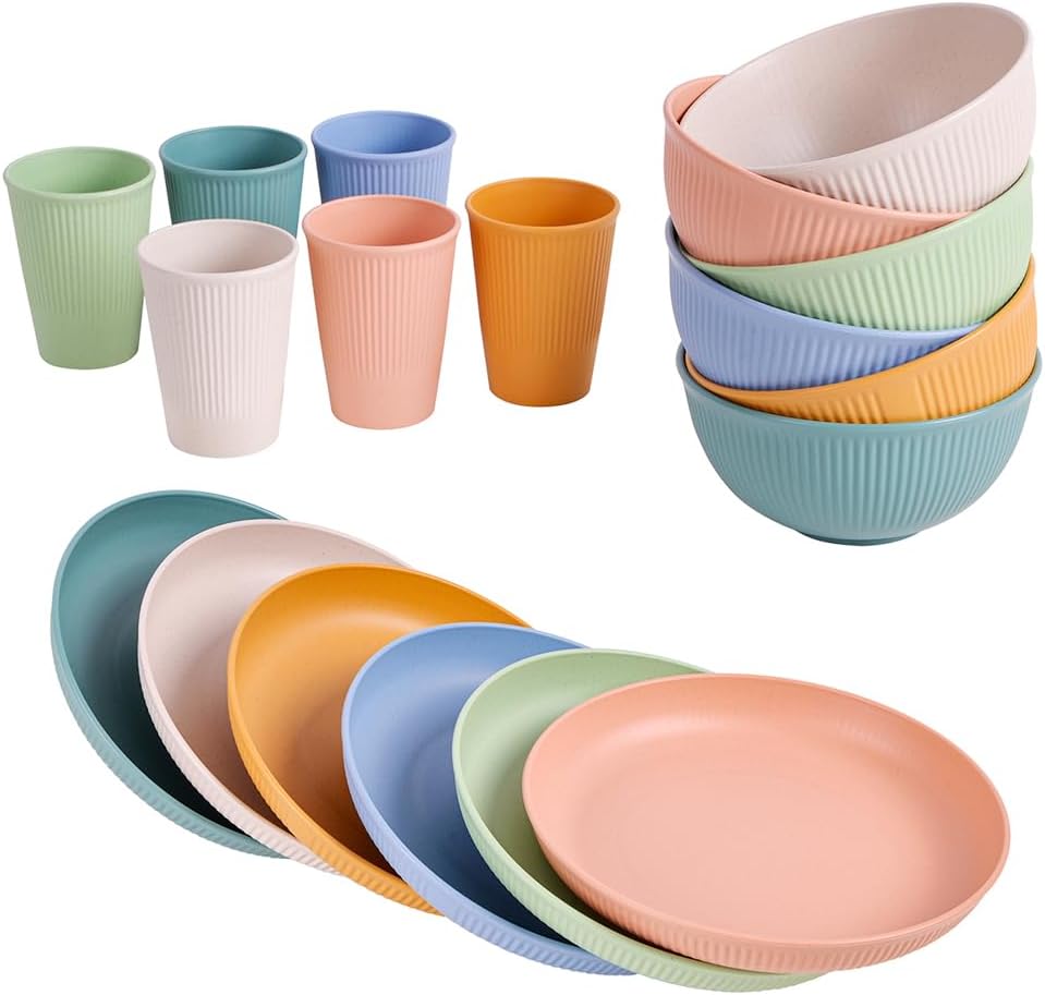 18pcs Unbreakable Reusable Dinnerware Set