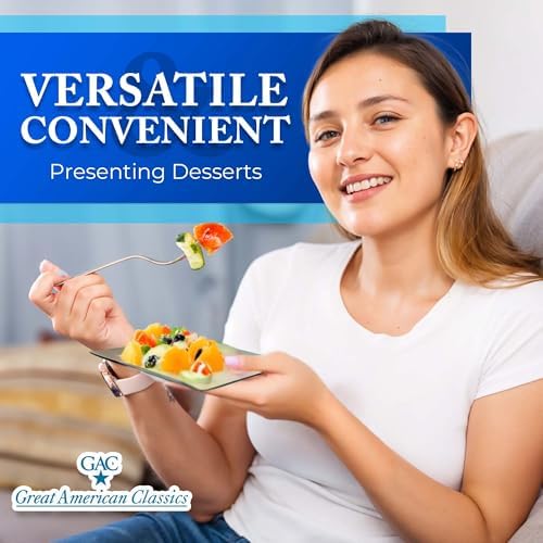 Elegant GAC Tempered Glass Square Dessert Plates Set of 4 6 x 6