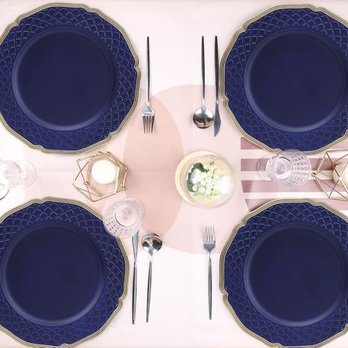Royal Blue charger plates set of 6 with beaded rims for dining