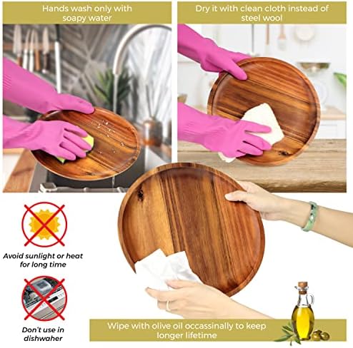 Handcrafted Acacia Wooden Plates for Dishes Entertaining