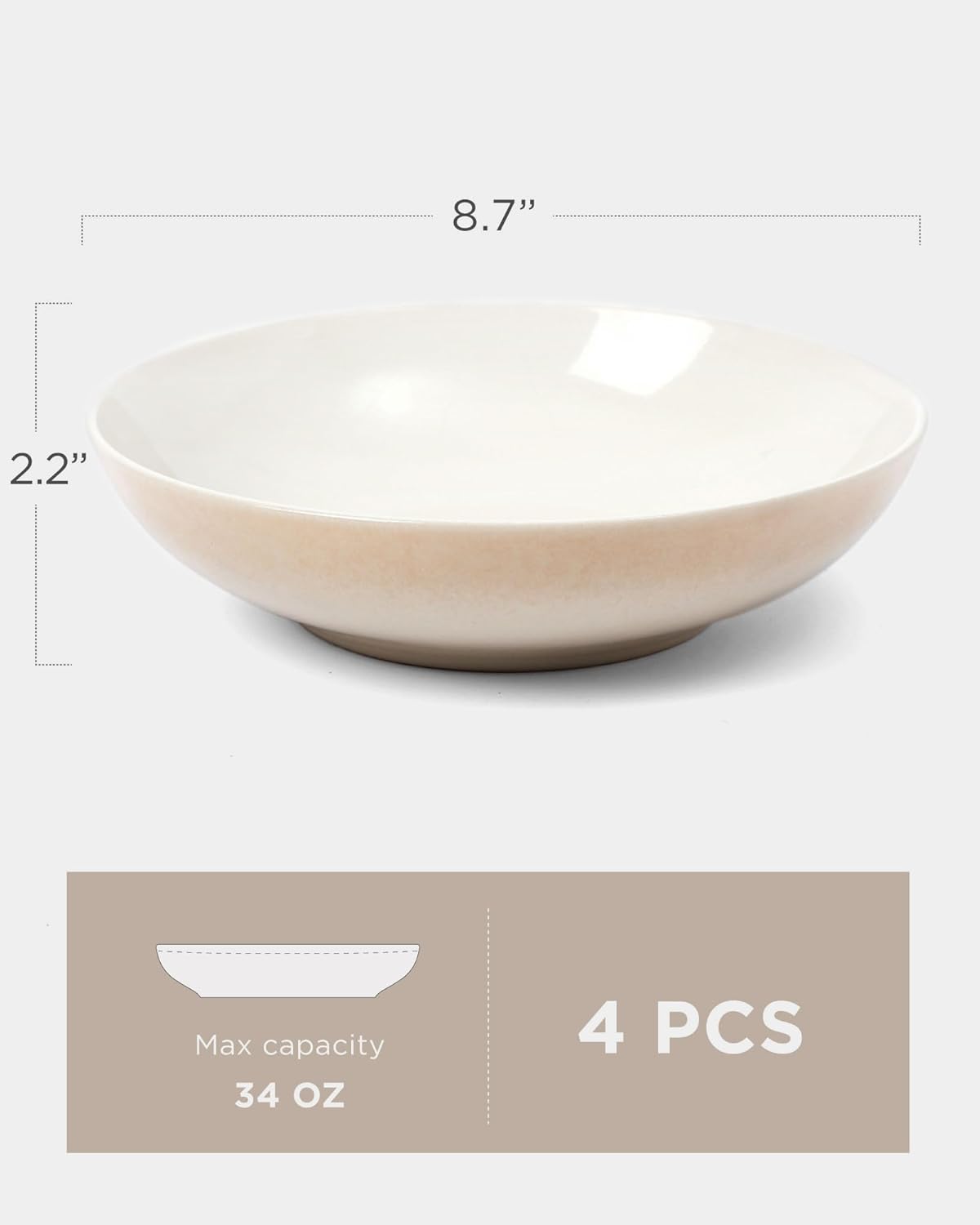 Famiware 87-inch Stoneware Serving Bowl Microwave and Dishwasher Safe
