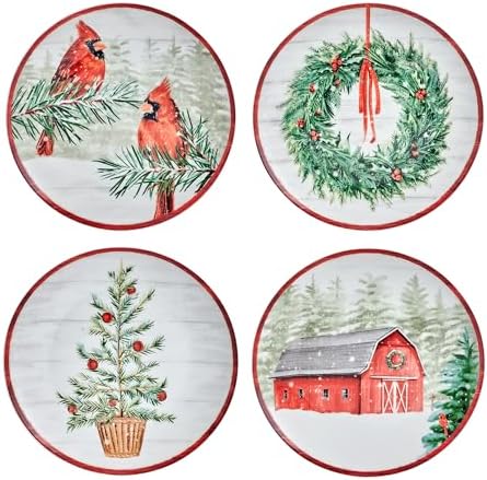 Mikasa Holiday Countryside Christmas Salad Plates Set of 4 9 Inch