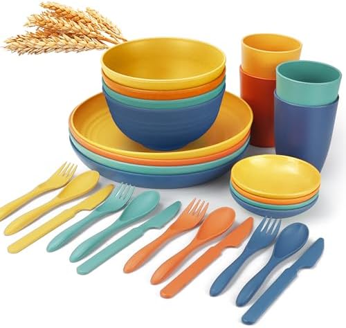 Wrova 28-Piece Wheat Straw Dinnerware Set