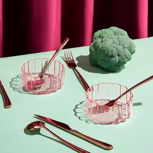 Khen Glass Flower Wave Bowls Set