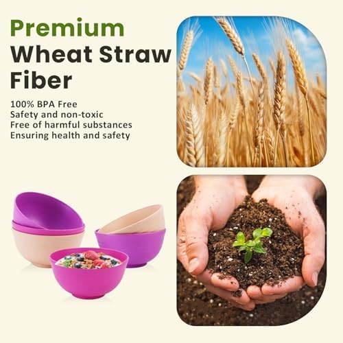Homienly Unbreakable Wheat Straw Bowls Set of 6