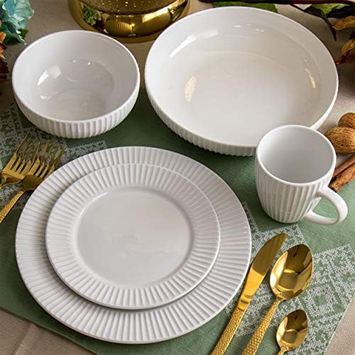 Elama 18-Piece White Serving Bowls Set