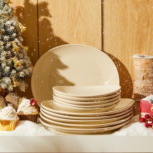 Curved Design Set of 6 Dinner Plates - dishwasher microwave oven safe