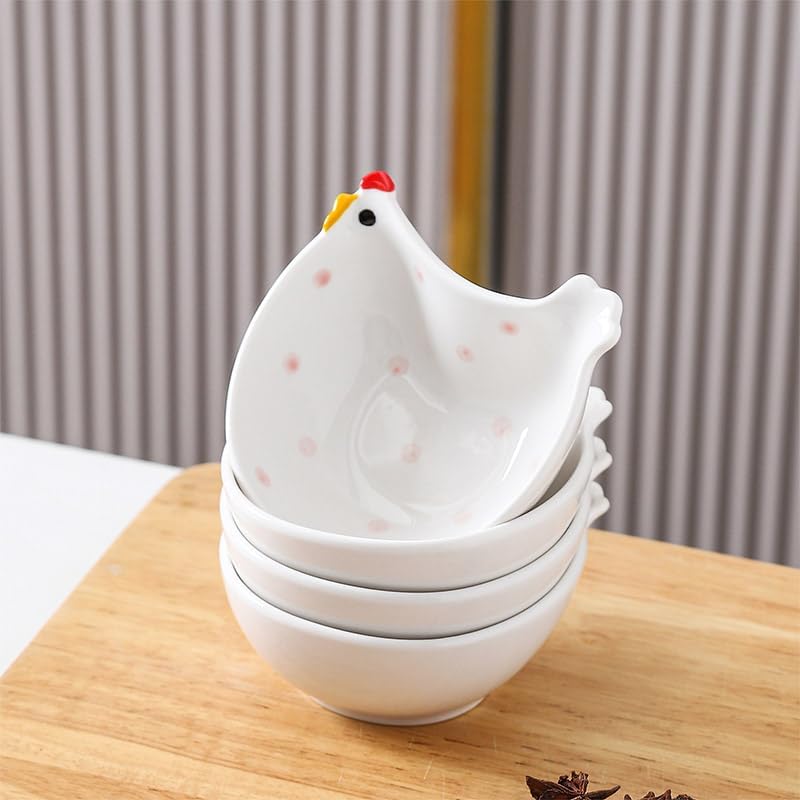 3-Piece Cute Ceramic Chicken Shaped Dip Bowls Home Kitchen Accessories