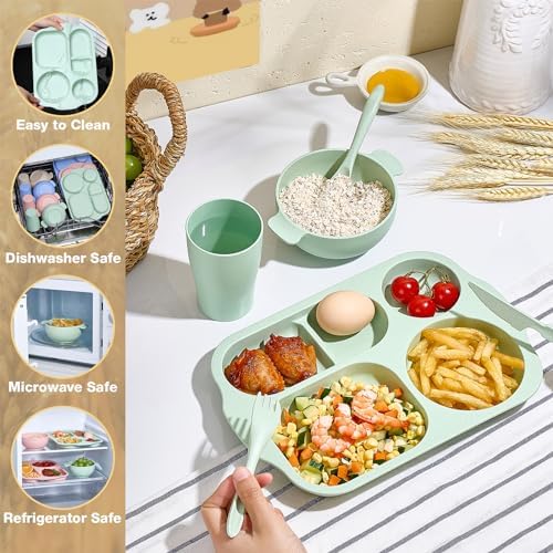 24 Pcs Wheat Straw Dinnerware Cutlery Set for Kids and Adults