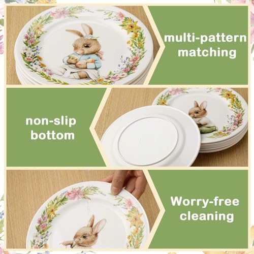 8 Pcs Easter Bunny Salad Plates Assorted Designs