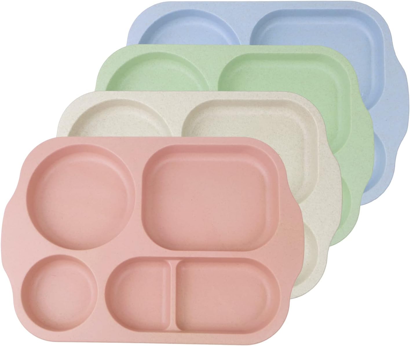 GreenandLife 12-Inch Divided Plates 4PCS Microwave and Dishwasher Safe BPA-Free