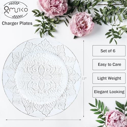 Rustic White Charger Plates Set of 6 Perfect for Dining Entertaining
