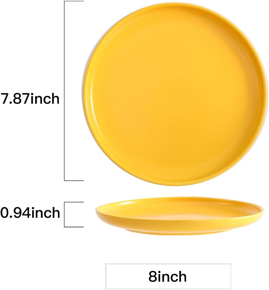 Yellow Ceramic Plate 8 Inch Set of Four