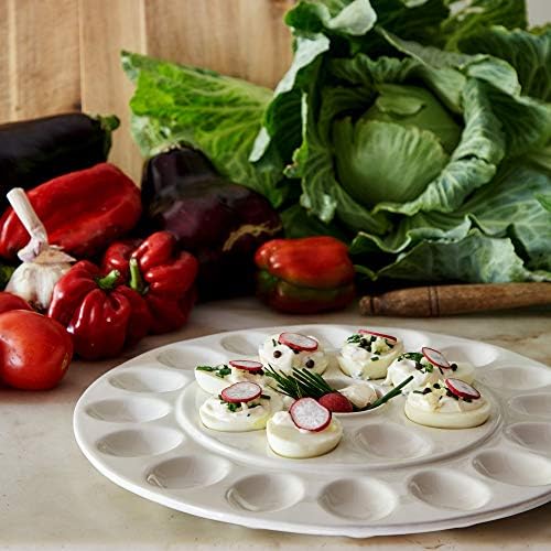 Casafina Ceramic Stoneware 13 Egg Platter - Cook Host Collection White