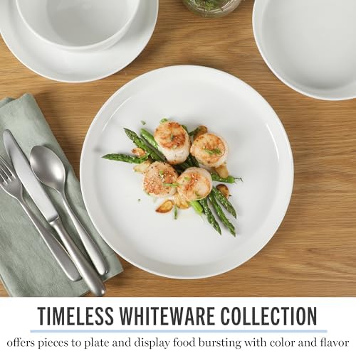 Martha Stewart Selma Chip Scratch-Resistant Dinnerware Set White Durable Elegant