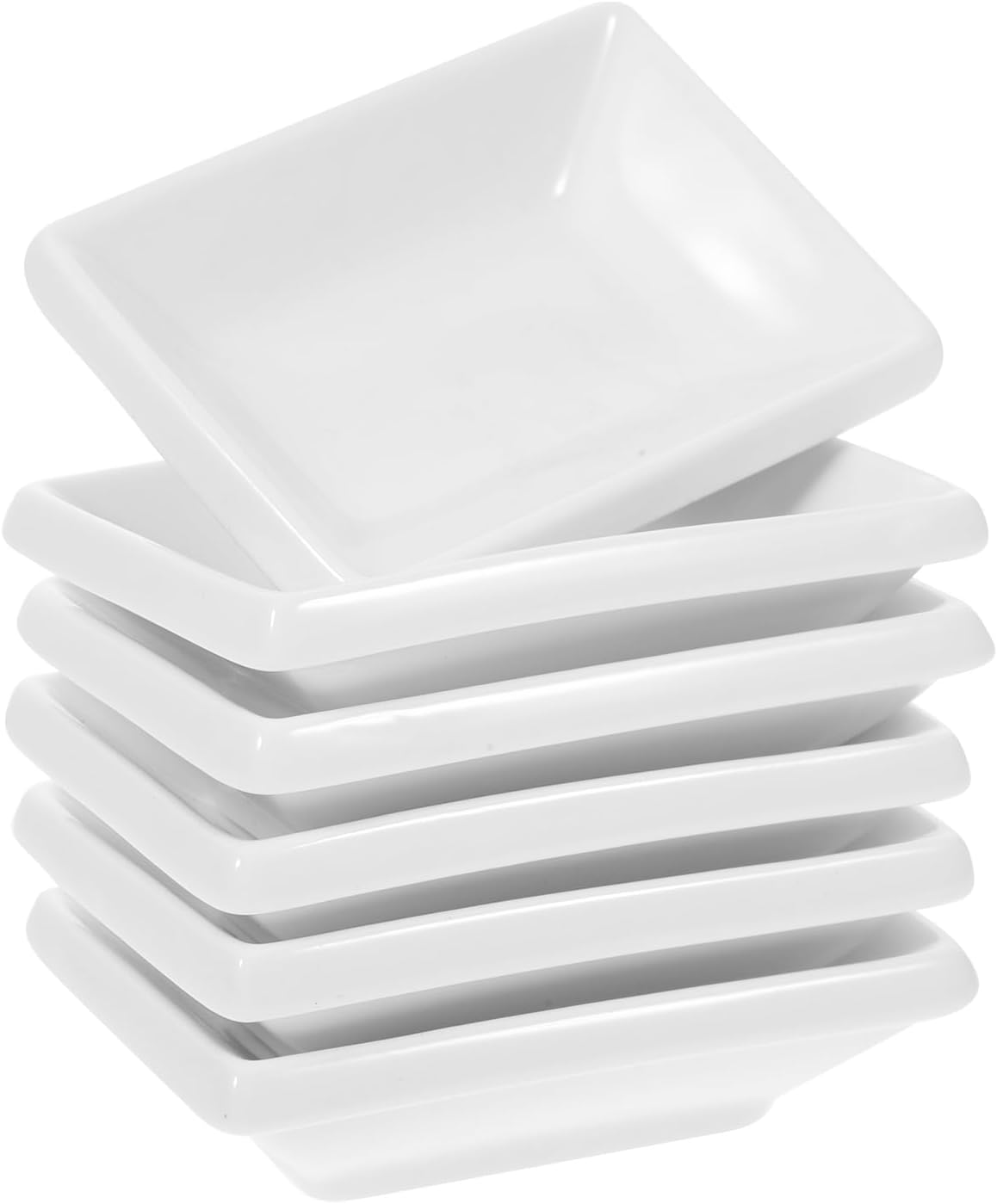 Elegant 6-Piece Small Ceramic Plates for App Dip White Modern Design
