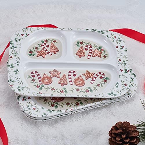Melamine Child Size Dinner Trays Winterberry Design Set of 4